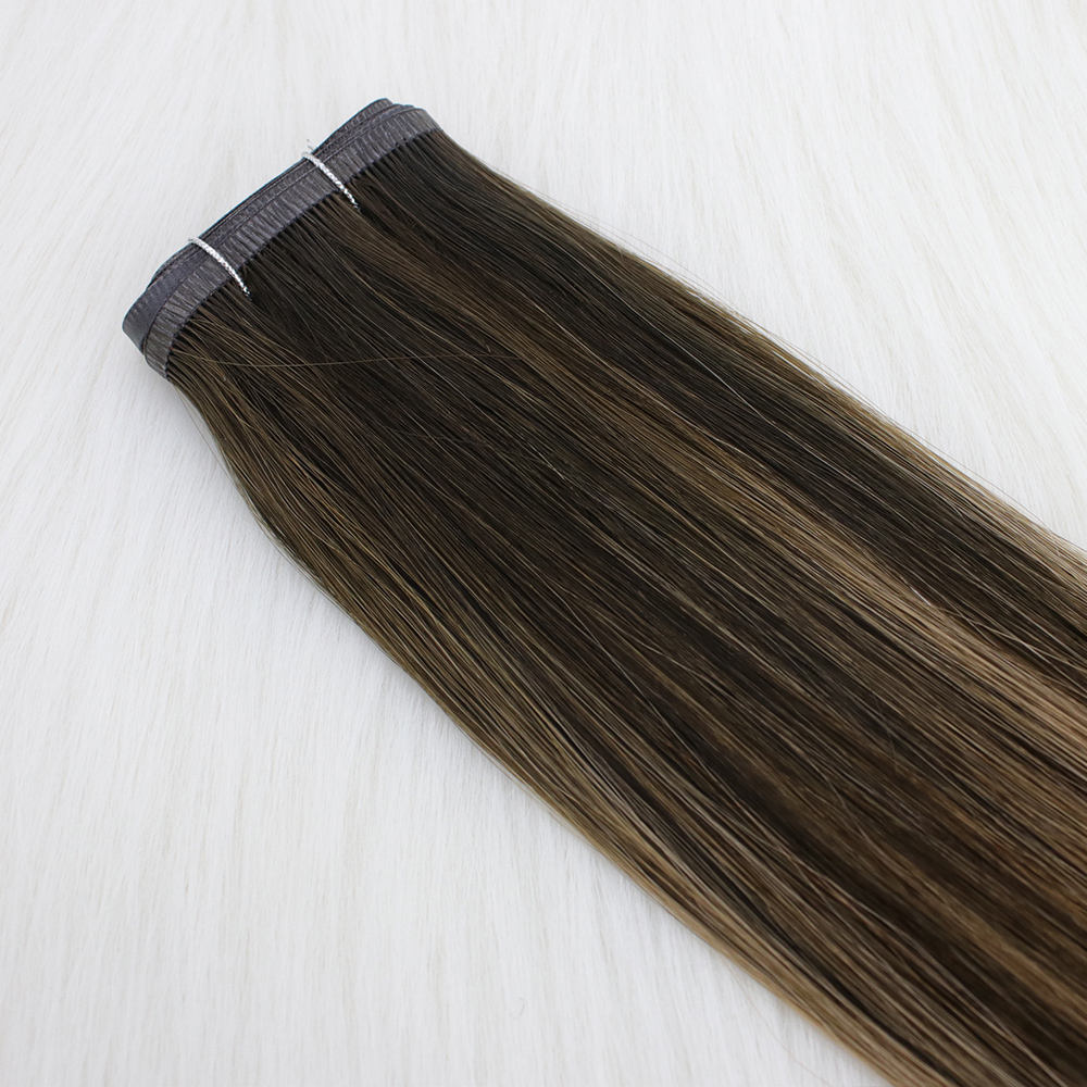 New Product Double Drawn Flat Weft Russian Remy Human Hair Weave 100g Invisible Skin PU Weft Hair Extensions