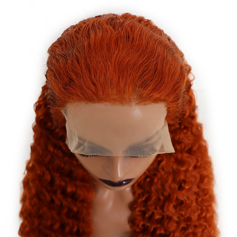 New Arrival Popular 350 Raw Brazilian Hair Wigs Orange Colored Deep Wave 16-30inch 13x4 Human Hair Swiss Lace Front Wig