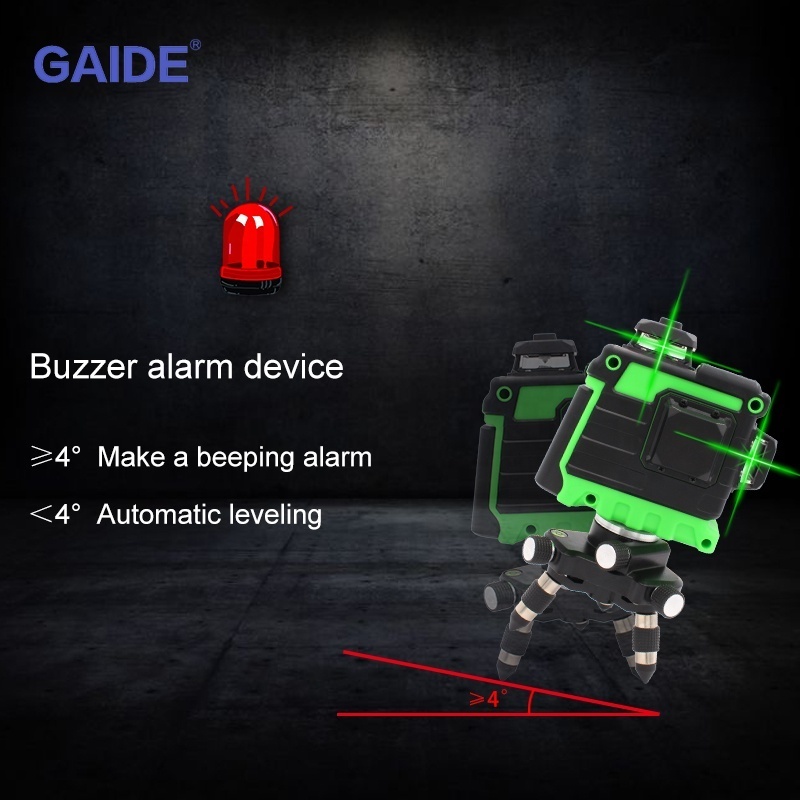 GAIDE high accuracy rotating 360 self-leveling nivel lazer 12 lines 3d green beam factory laser level