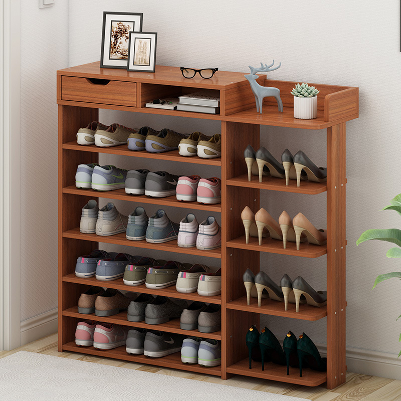 Simple structure 4-layer economical wooden shoe cabinet rack for multi-purpose