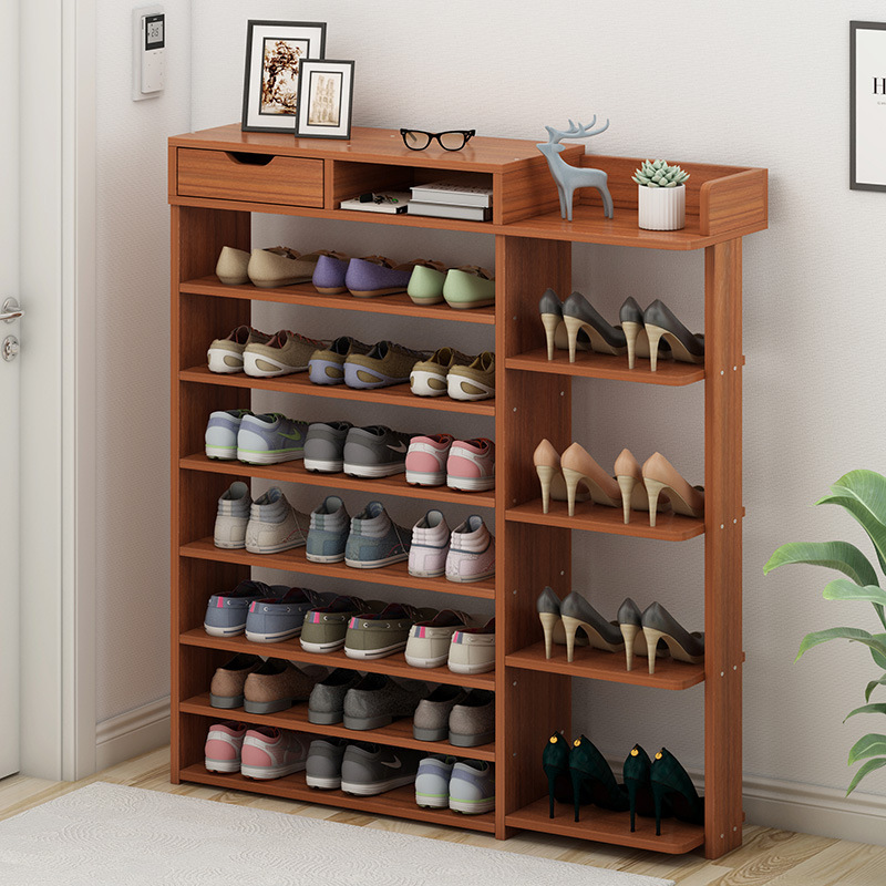 Simple structure 4-layer economical wooden shoe cabinet rack for multi-purpose