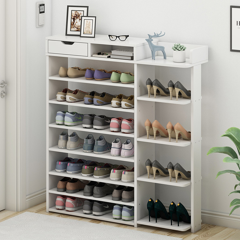 Simple structure 4-layer economical wooden shoe cabinet rack for multi-purpose