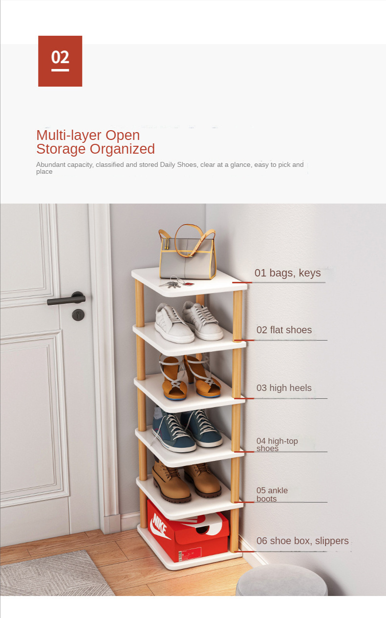 Door Entrance Small Simple 3/5/7/8 Layer Solid Wood Shoes Boot Shelf Racks for Home Corner