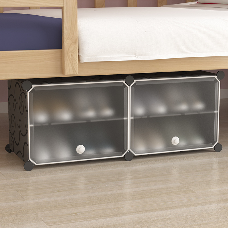 Dormitory furniture 2-layer plastic foldable under bed shoe rack shelf