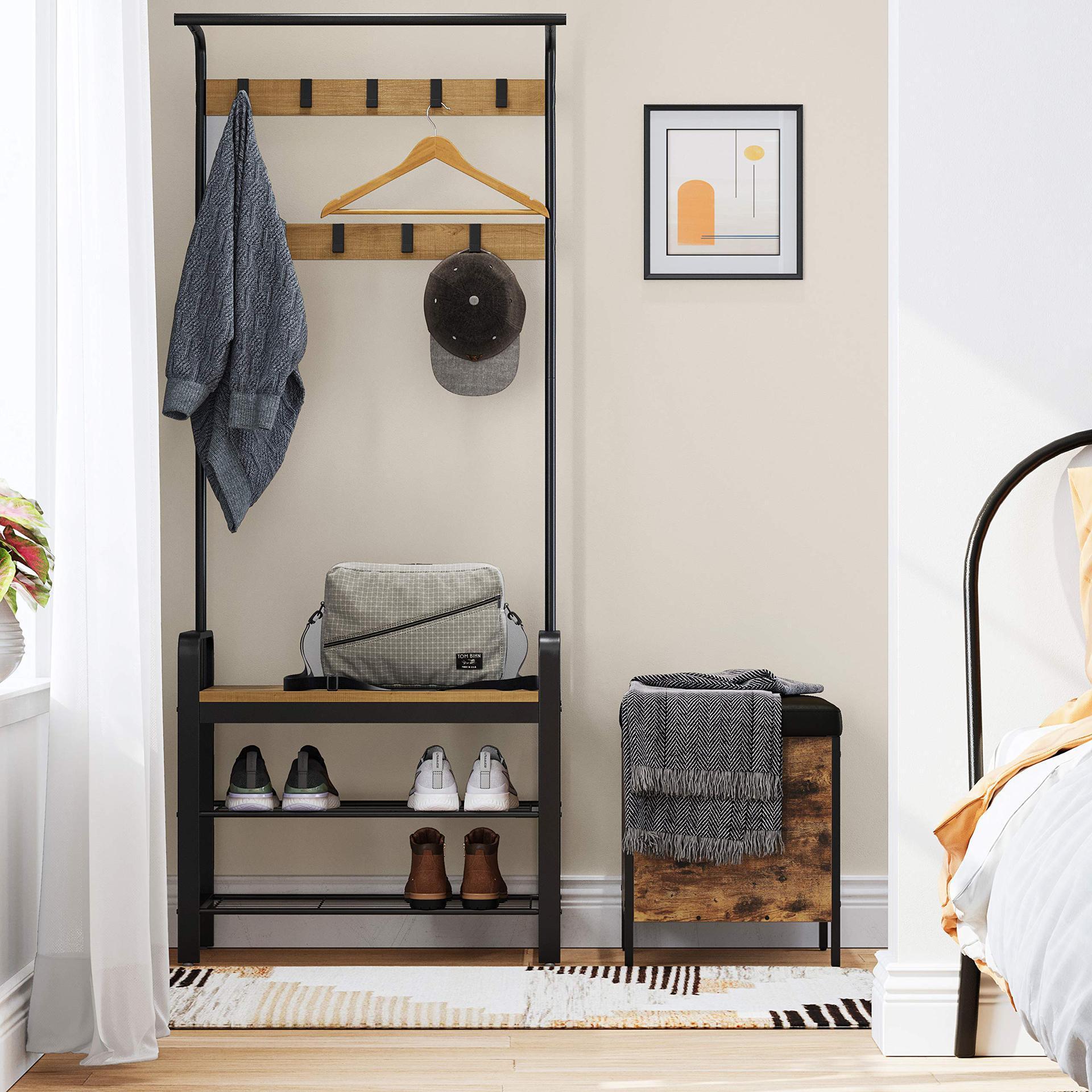 Modern simple floor-to-ceiling clothing and hat shelf drying hanger simple shoe rack modern storage racks