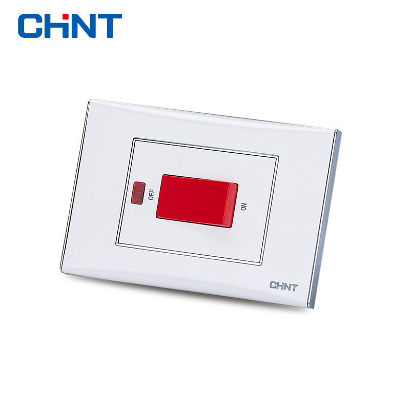 Chint british standard PC switch panel 45A DP wall plate doorbell switch with Indication lamp