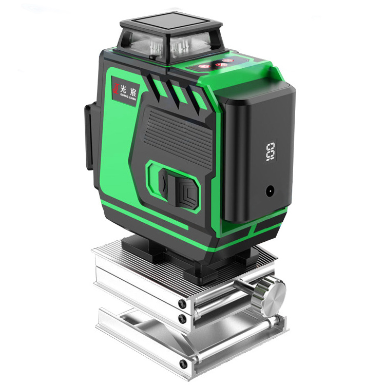 Guang Chen 360 degree cross line nivel laser 12 lines green beam 3D laser level with fully automatic wall mount lazer leveler