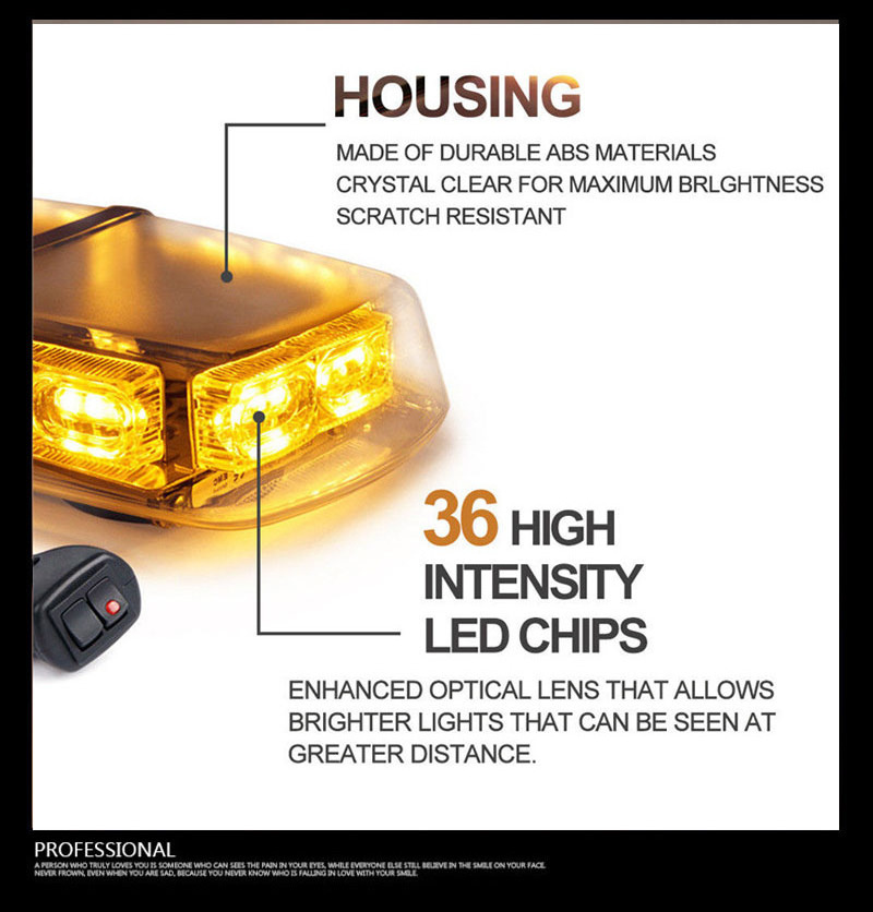 Traffic Emergency Warning Lights Flasher Short Row Ceiling light Car Roof Flashing 36 LED led working light car Accessories