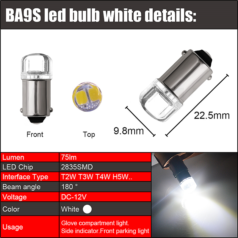 DC12V 12913 12910 12929 Reading Clearance Bulb Lamp T2W T3W H5W interior Car LED License Plate light BA9S T4W LED Car light bulb