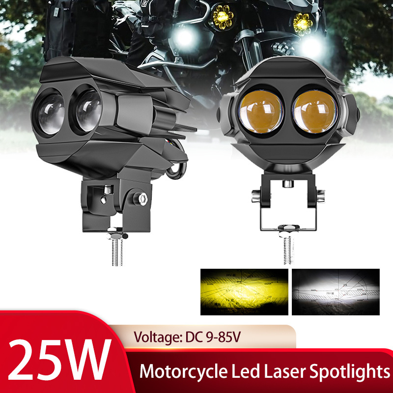 LED Motorcycle Laser spotlights High Low Beam Auxiliary LED Fog Drive Len Headlight White Yellow 3 Inch 25w LED Work Light