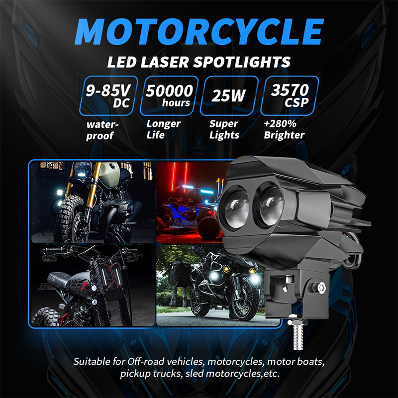 LED Motorcycle Laser spotlights High Low Beam Auxiliary LED Fog Drive Len Headlight White Yellow 3 Inch 25w LED Work Light