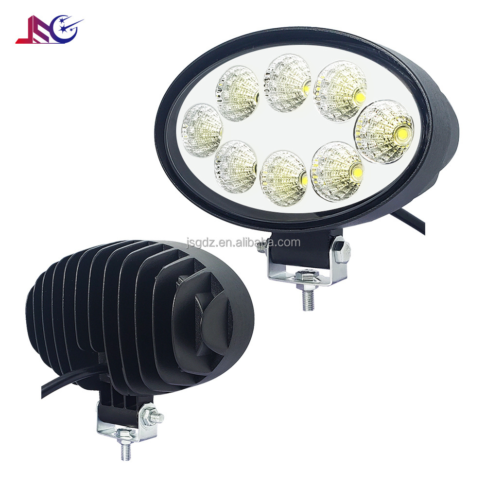 12V 24V utility auxiliary lights faros led para autos 24W Oval Led Working Light for John Deere Tractor Miller Floater Truck ATV