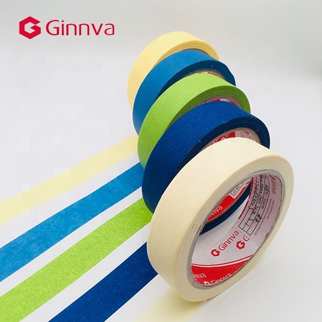 Ginnva Heat-Resistant Colored Rubber Masking Tape Single-Sided Pressure Sensitive Adhesive for Automotive Painting Applications