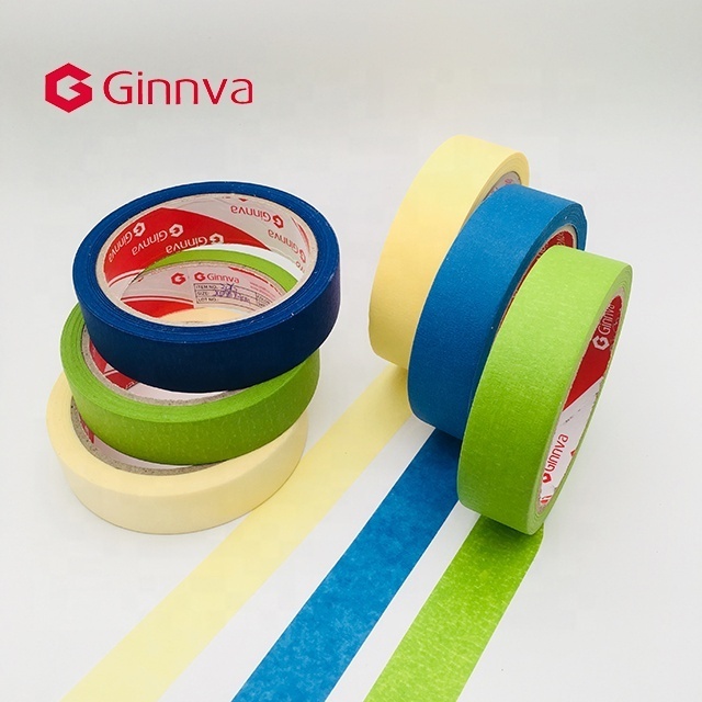 Ginnva Heat-Resistant Colored Rubber Masking Tape Single-Sided Pressure Sensitive Adhesive for Automotive Painting Applications