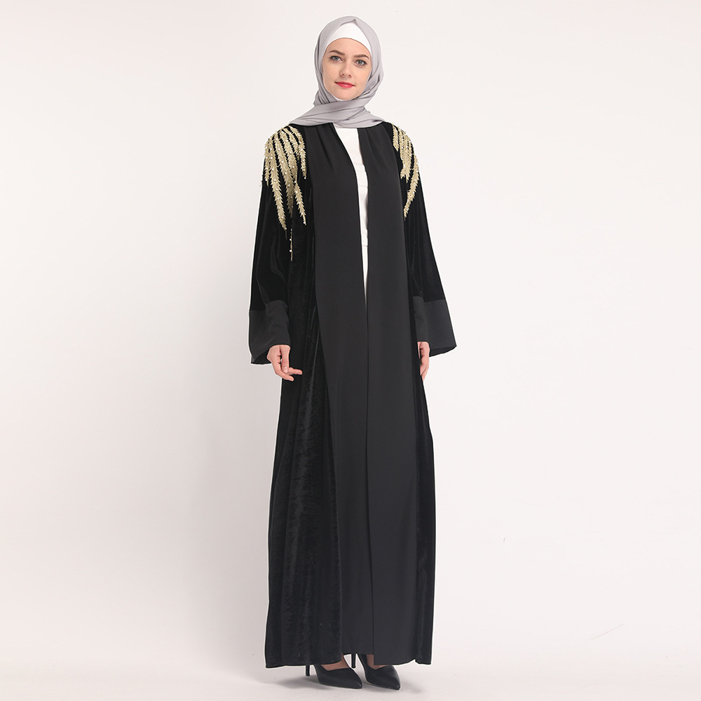 Velvet elegant fashion Middle East dubai cardigan gown hijab dubai abaya vintage islamic clothing muslim dress images abaya