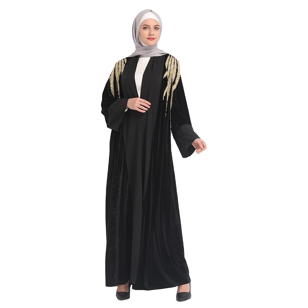 Velvet elegant fashion Middle East dubai cardigan gown hijab dubai abaya vintage islamic clothing muslim dress images abaya