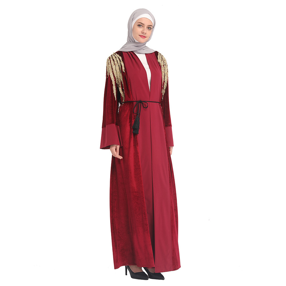 Velvet elegant fashion Middle East dubai cardigan gown hijab dubai abaya vintage islamic clothing muslim dress images abaya