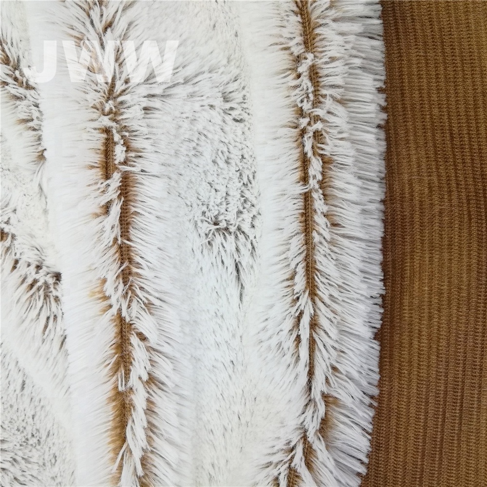 Very soft long pile white and black faux fur minky Fabric Wholesale