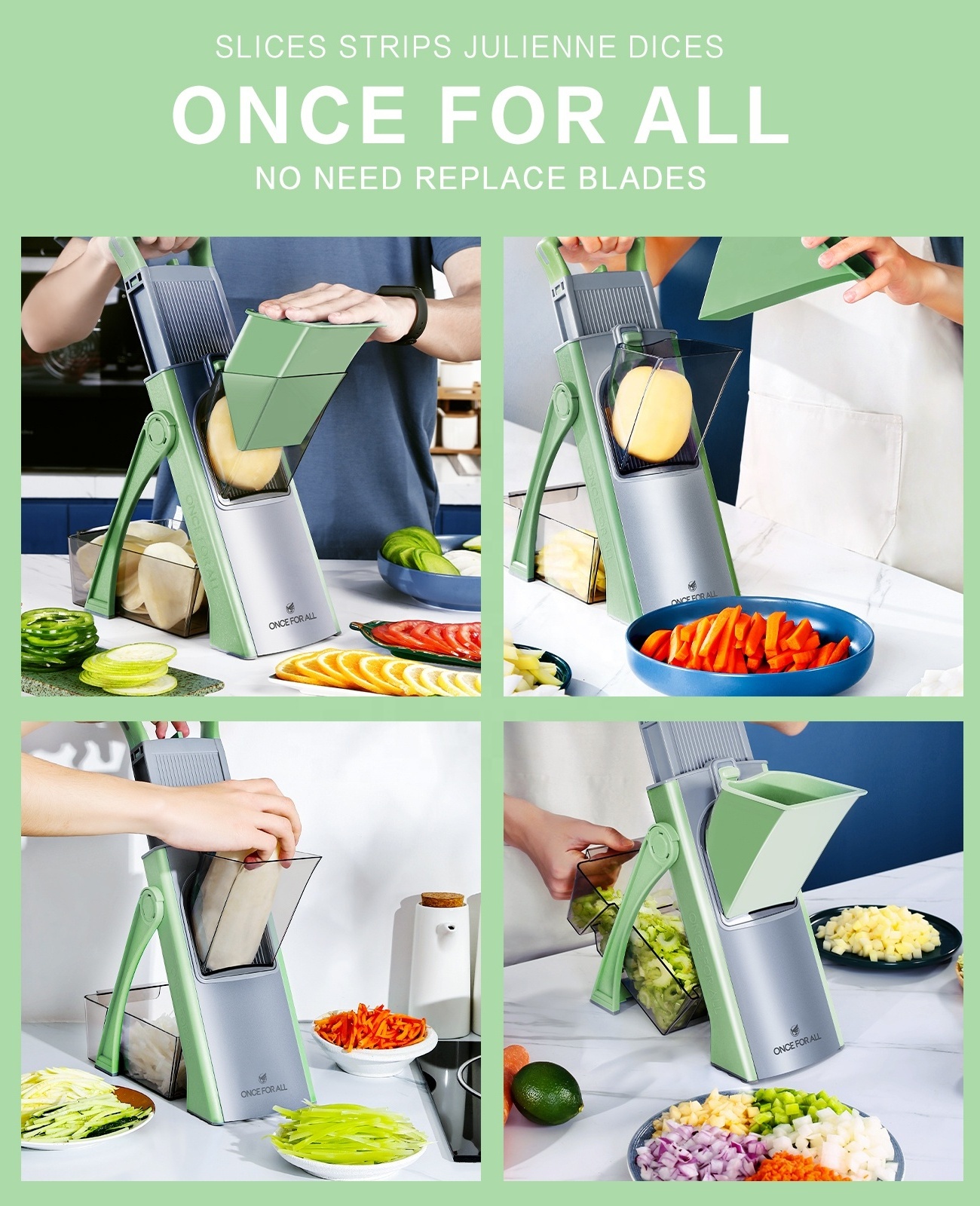 ONCE FOR ALL  Kitchen Accessories Mandoline Slicer  Vegetable Cutter  Multifunctional Vegetable Chopper Easy&Safety