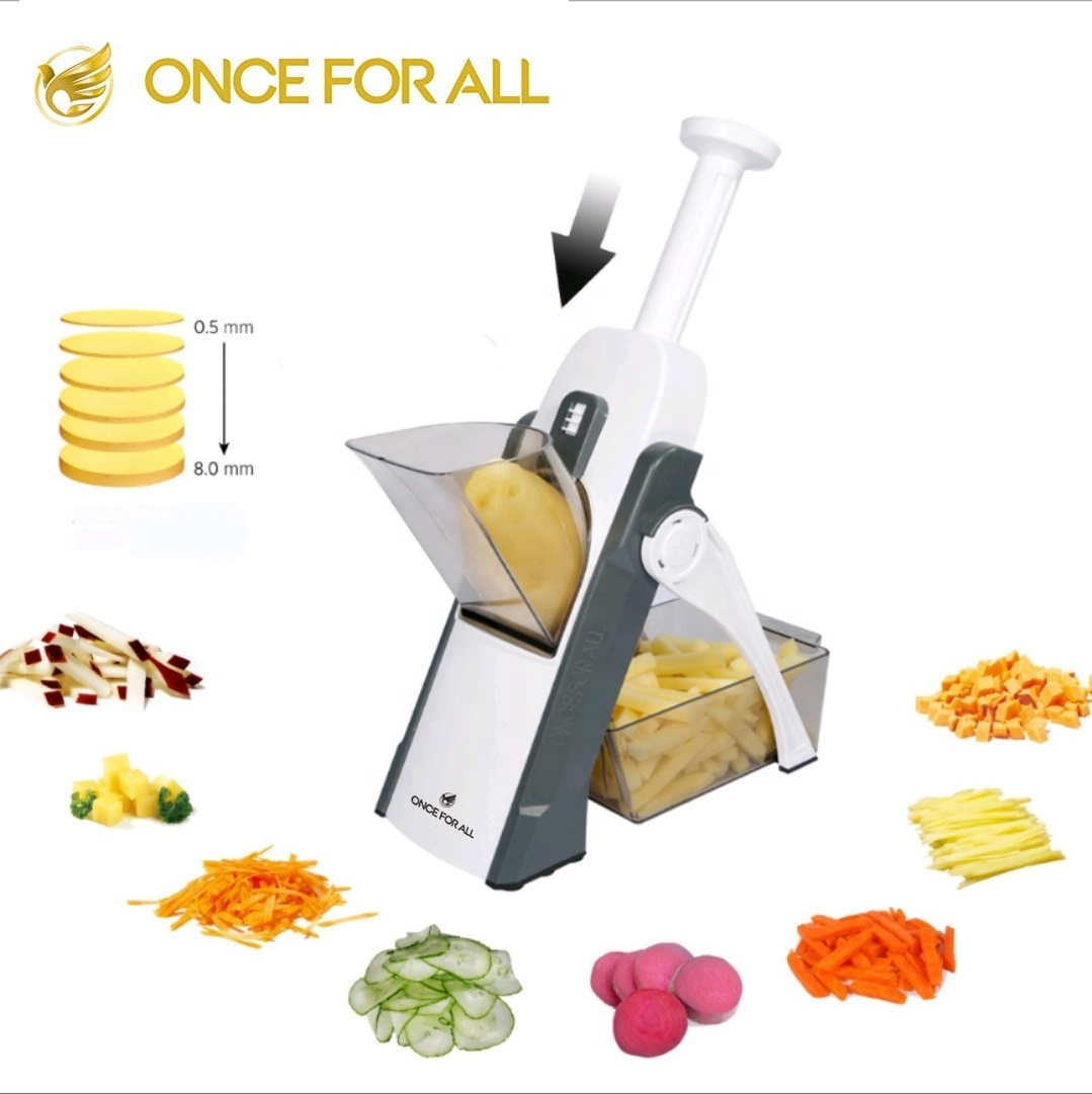 ONCE FOR ALL Vegetable Slicer Manual Adjustable Mandoline Slicer Dicer Julinner with Stainless Steel Blade Vegetable Cutter