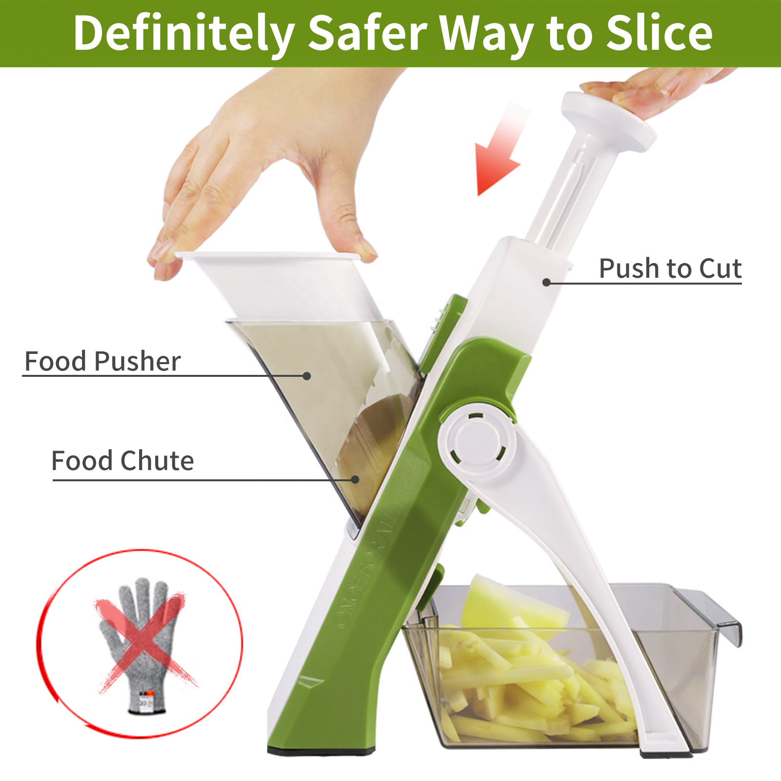 ONCE FOR ALL Multifunctional Vegetable Cutter 4 IN 1 Mandoline Slicer And Chopper For Kitchen Safety Use