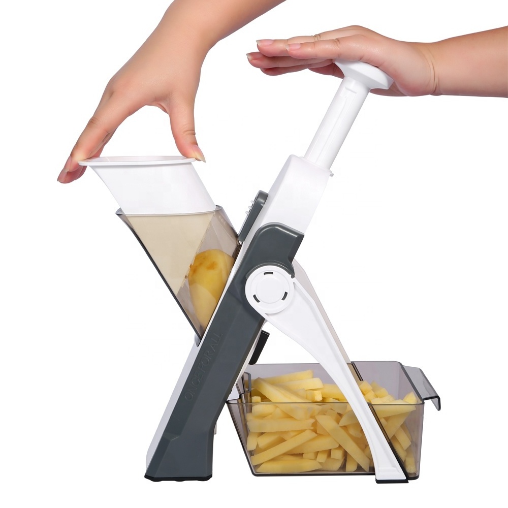 ONCE FOR ALL Vegetable Slicer Manual Adjustable Mandoline Slicer Dicer Julinner with Stainless Steel Blade Vegetable Cutter