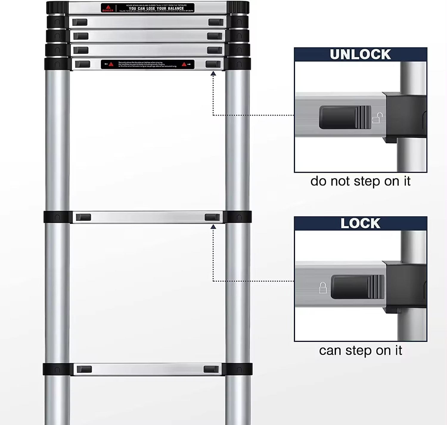 Loft Lightweight Telescopic Extension Christmas Tree Stand Ladders Portable Aluminum Made in China for Outdoor Graphic Design