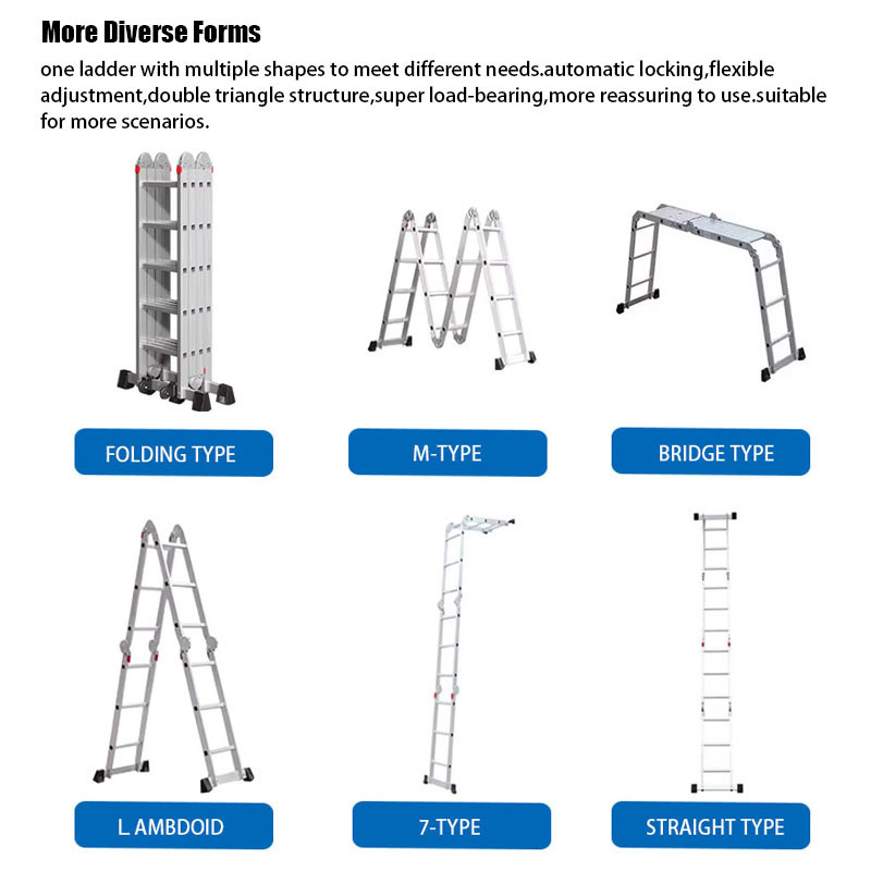 High quality and affordable  3m 4m 5m 6m 7m Aluminum Multipurpose Foldable Step Multifunction  compact ladder