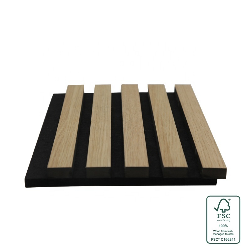 FSC Certified  hot Sale Wooden Slat Wall with Pet Acoustic Panel