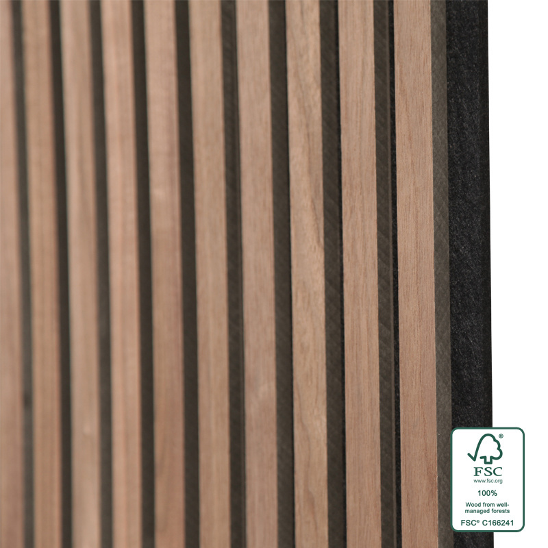 Contemporary Walnut Acoustic Slat Wood Wall Panel