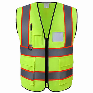 Wholesale reflective  construction reflective vest safety protective clothing construction reflective muti pockets hi vis vest