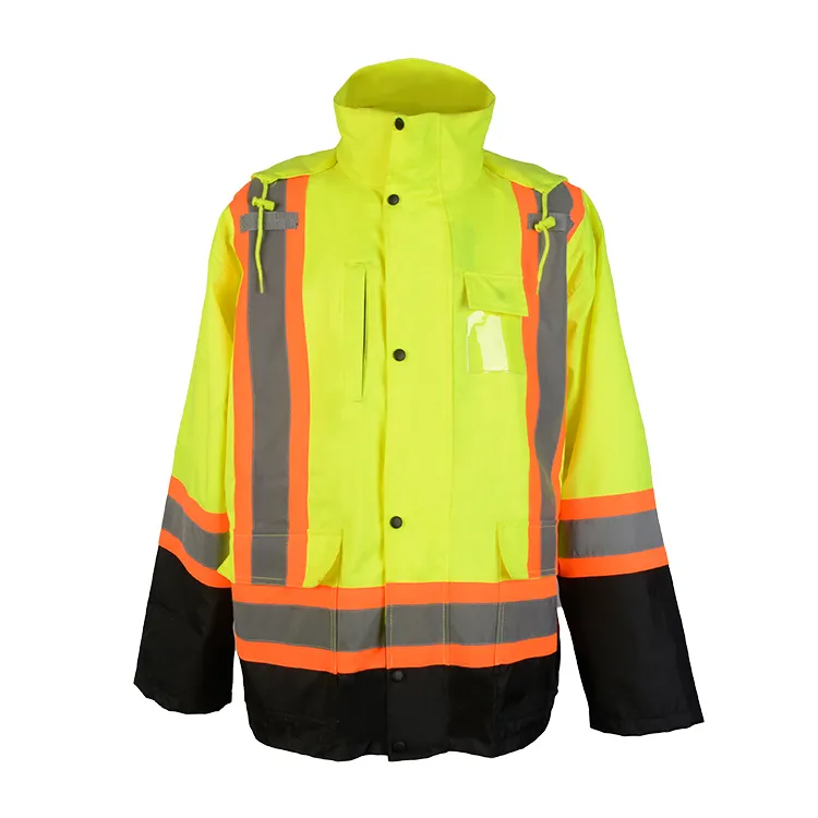 HBC High Visibility Jacket Waterproof Windbreaker Rain Coat Security Jacket Reflective Working Clothing