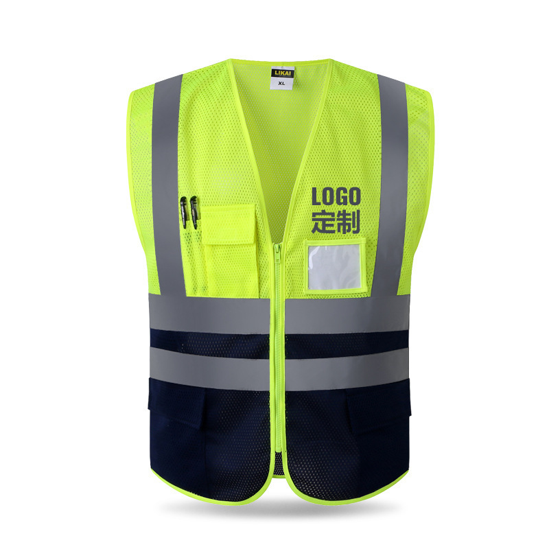 Mesh breathable safety protective jacket for construction site color matching fluorescent clothes protective reflective vest