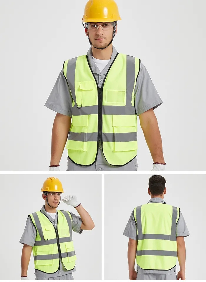 HBC High Visibility Security Reflective Clothing for running Polyester hi viz Work Road Construction Safety Vest with logo