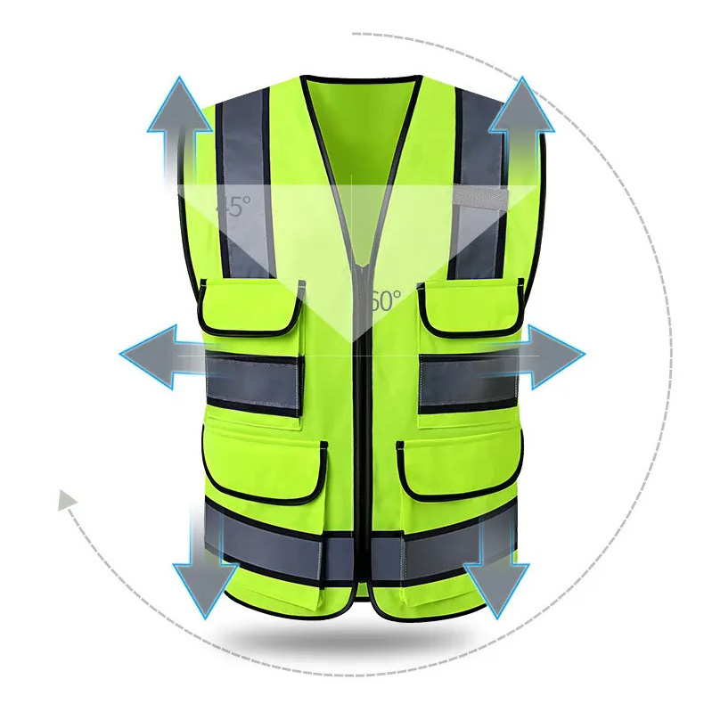 HBC New Design Cheap Orange Green Black Reflective Safety Vest Visibility Jacket School Student Security Reflector Vest