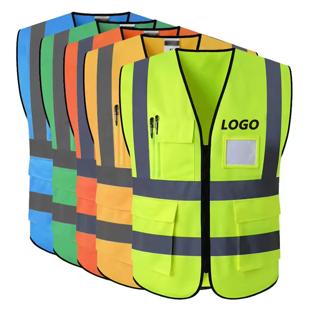 HBC Construction Reflective Clothing Custom construction Hi Vis Sleeveless Vest Road Safety Workwear Work Reflective Safety Vest