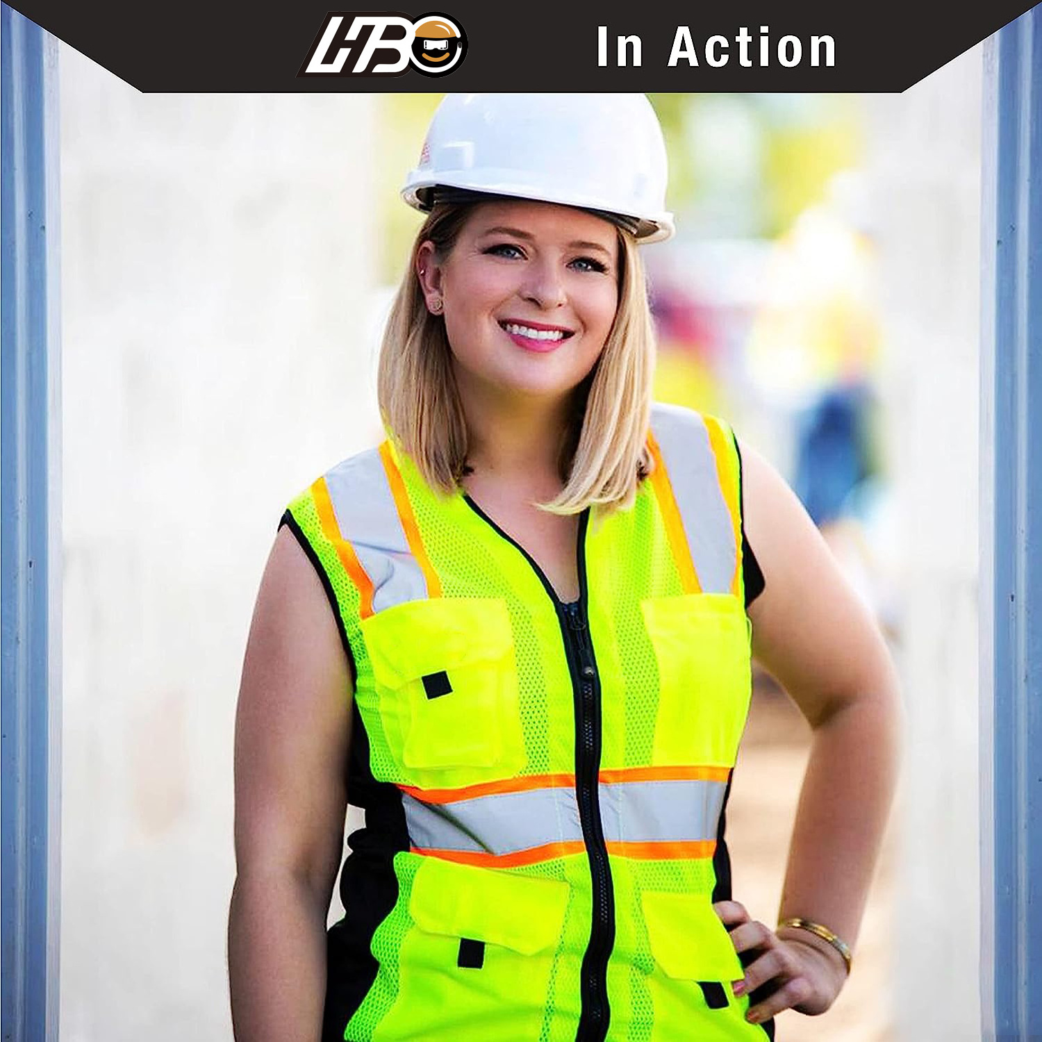 HBC Ladies Safety Vest for Women Class 2 ANSI Tested OSHA Compliant Female Fitted Construction Mesh Safety Vest