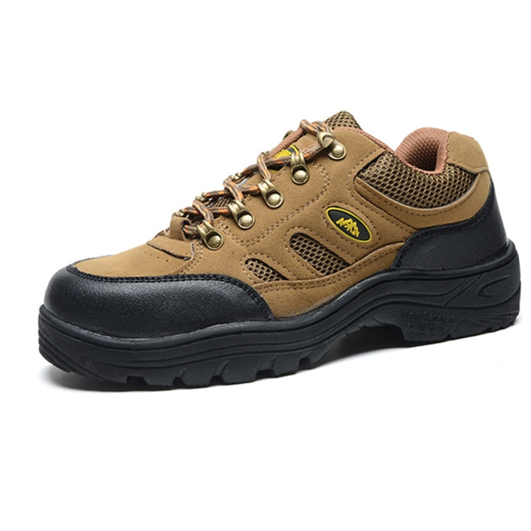 Khaki outdoor hiking shoes microfiber leather wear-resistant rubber sole anti-smash and anti puncture safety shoes