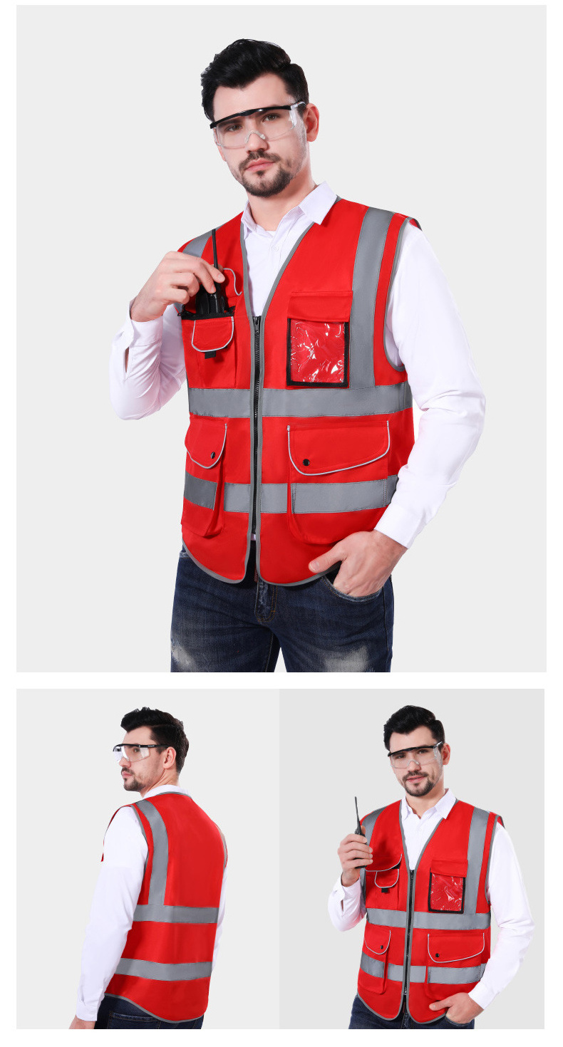 HBC Reflective Safety Clothing Tool Yellow Vest Hi Vis Workwear Hivis Logo Security Jacket Men Custom High Visibility  Vest