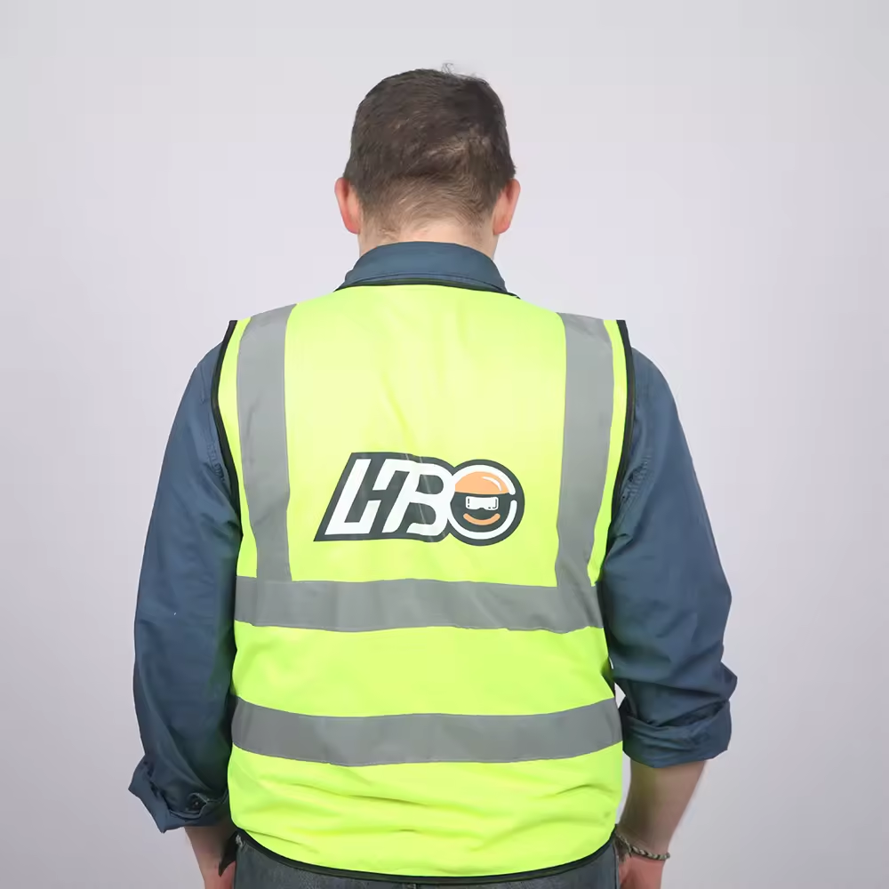 HBC Construction hi-viz Clothing Custom construction Hi Vis Sleeveless Vest Road Safety Workwear Work Safety Vest Reflective