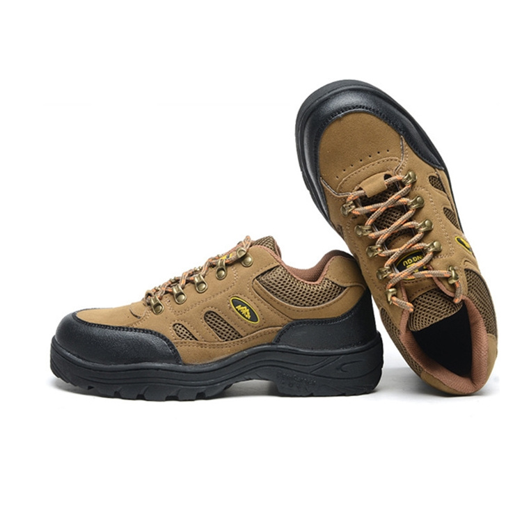 Khaki outdoor hiking shoes microfiber leather wear-resistant rubber sole anti-smash and anti puncture safety shoes