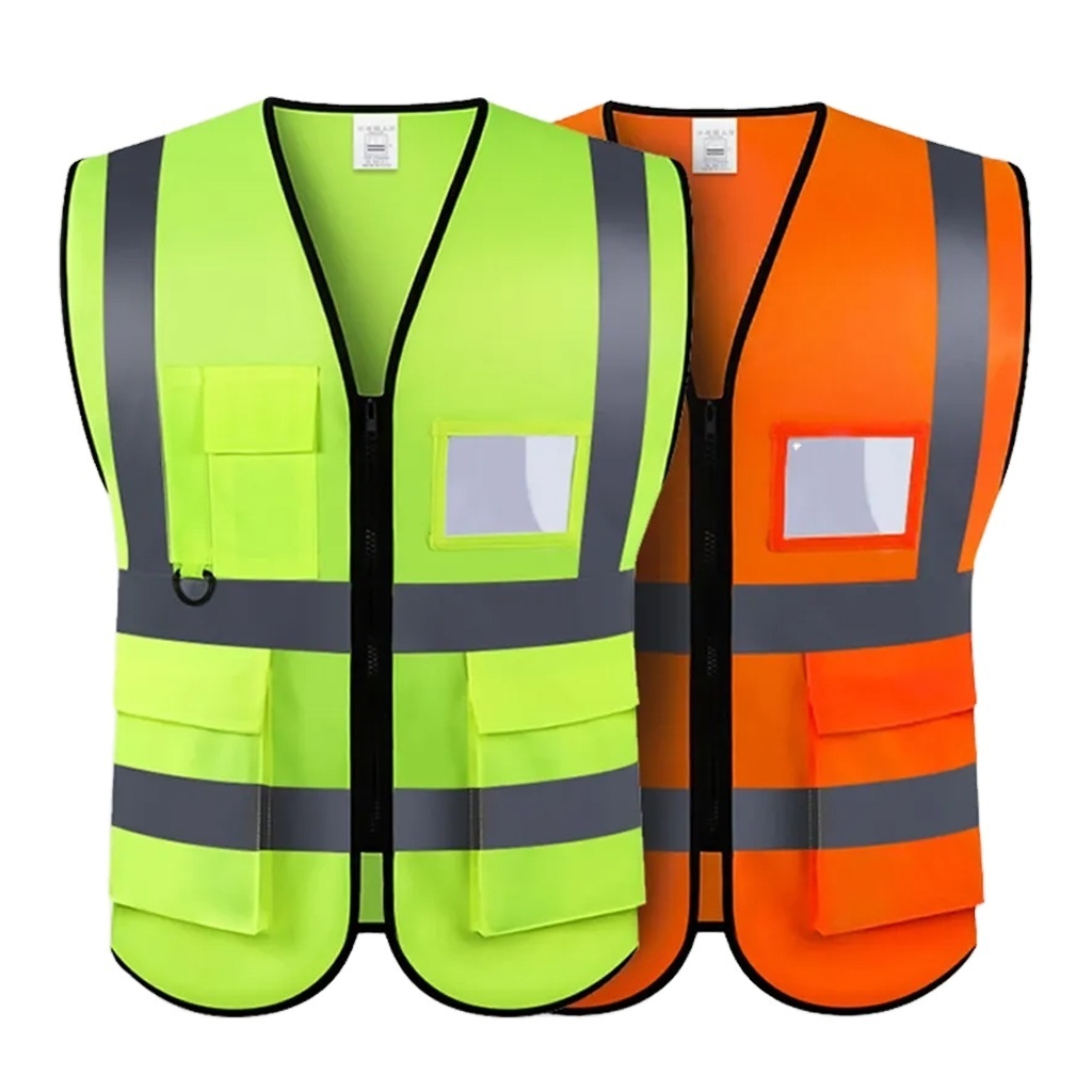 HBC Construction hi-viz Clothing Custom construction Hi Vis Sleeveless Vest Road Safety Workwear Work Safety Vest Reflective