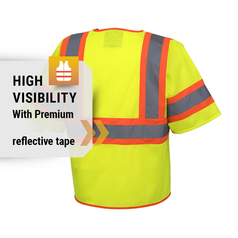 HBC Personalised Security Hi Viz Reflective Vest Workwear Shirt Safety Work Reflective Hi Vis Tricot Sleeved Safety Vest