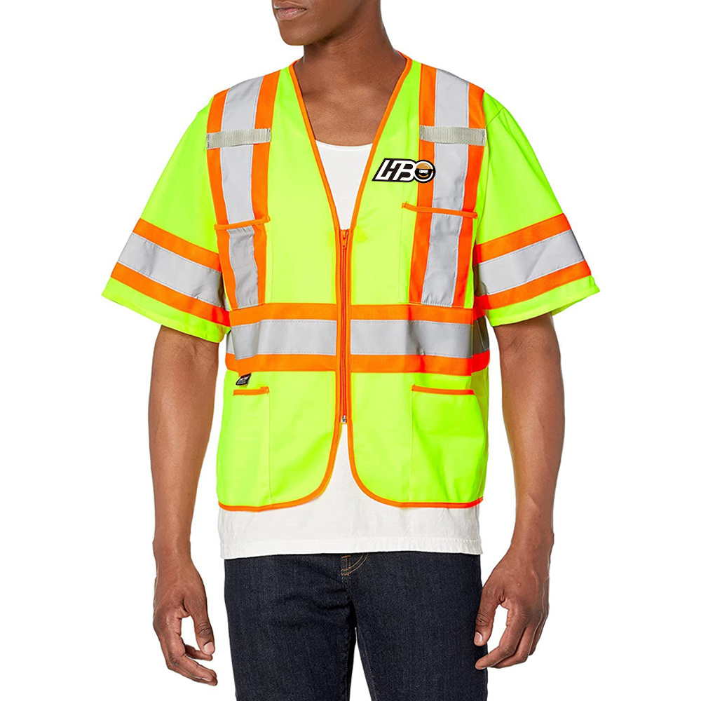 HBC Personalised Security Hi Viz Reflective Vest Workwear Shirt Safety Work Reflective Hi Vis Tricot Sleeved Safety Vest