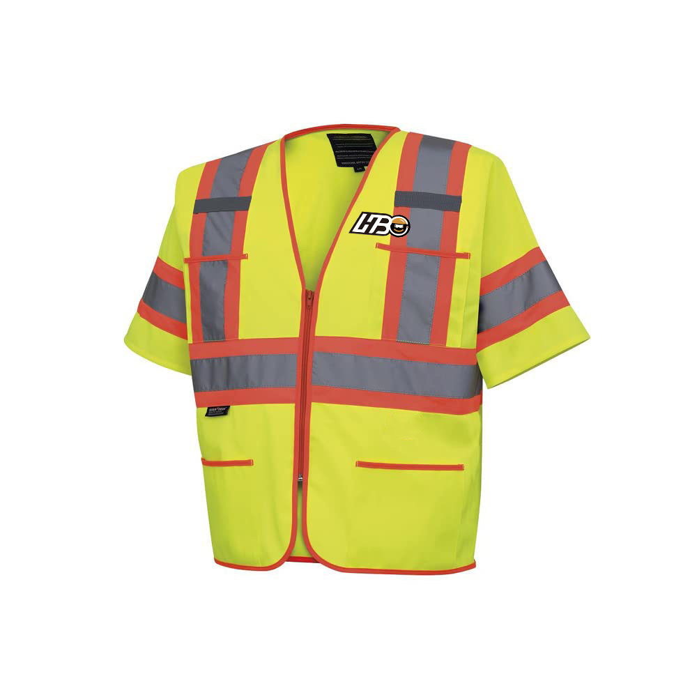 HBC Safety Adult Hi Vis Waistcoat Reflective Tape Short Sleeve High Visibility Tool Vests High Viz Tricot Sleeved Safety Vest