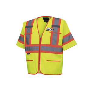 HBC Safety Adult Hi Vis Waistcoat Reflective Tape Short Sleeve High Visibility Tool Vests High Viz Tricot Sleeved Safety Vest