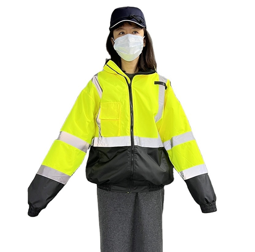 2023 new wholesales Custom Logo Construction winter Long Sleeve Yellow Cheap work Reflective fluorescent Safety Reflector hi vis