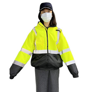 2023 new wholesales Custom Logo Construction winter Long Sleeve Yellow Cheap work Reflective fluorescent Safety Reflector hi vis