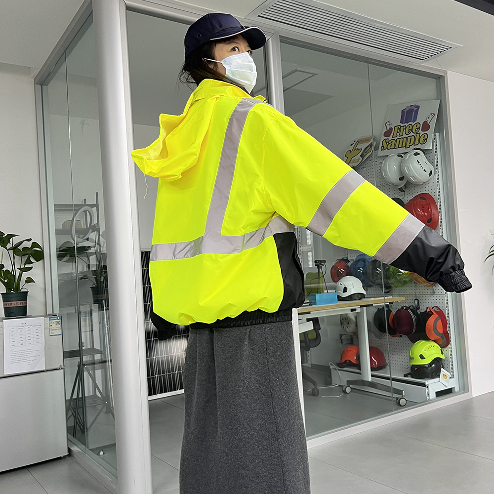 2023 new wholesales Custom Logo Construction winter Long Sleeve Yellow Cheap work Reflective fluorescent Safety Reflector hi vis