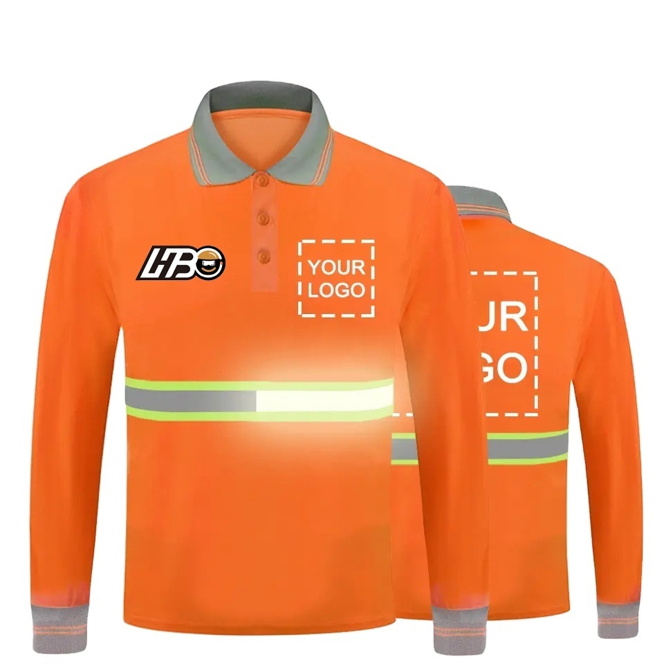 HBC Custom High Visibility Reflective Safety Vest Construction Hi Viz Work Shirts with Pocket T Shirts with Long Sleeves for Men